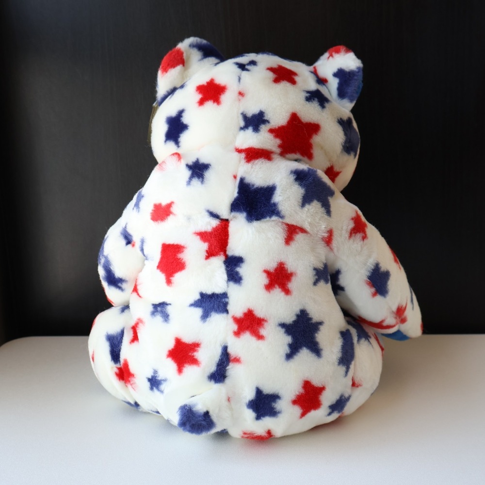 Vintage 2004 Ty Beanie Buddies Blue Patriotic Bear Red White Blue Stars Plush - Picture 3 of 6